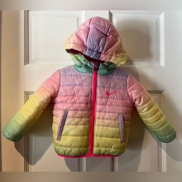 NIKE Girls Hooded Pastel Rainbow Pink Lined Jacket
Size 12 M - Picture 1 of 7